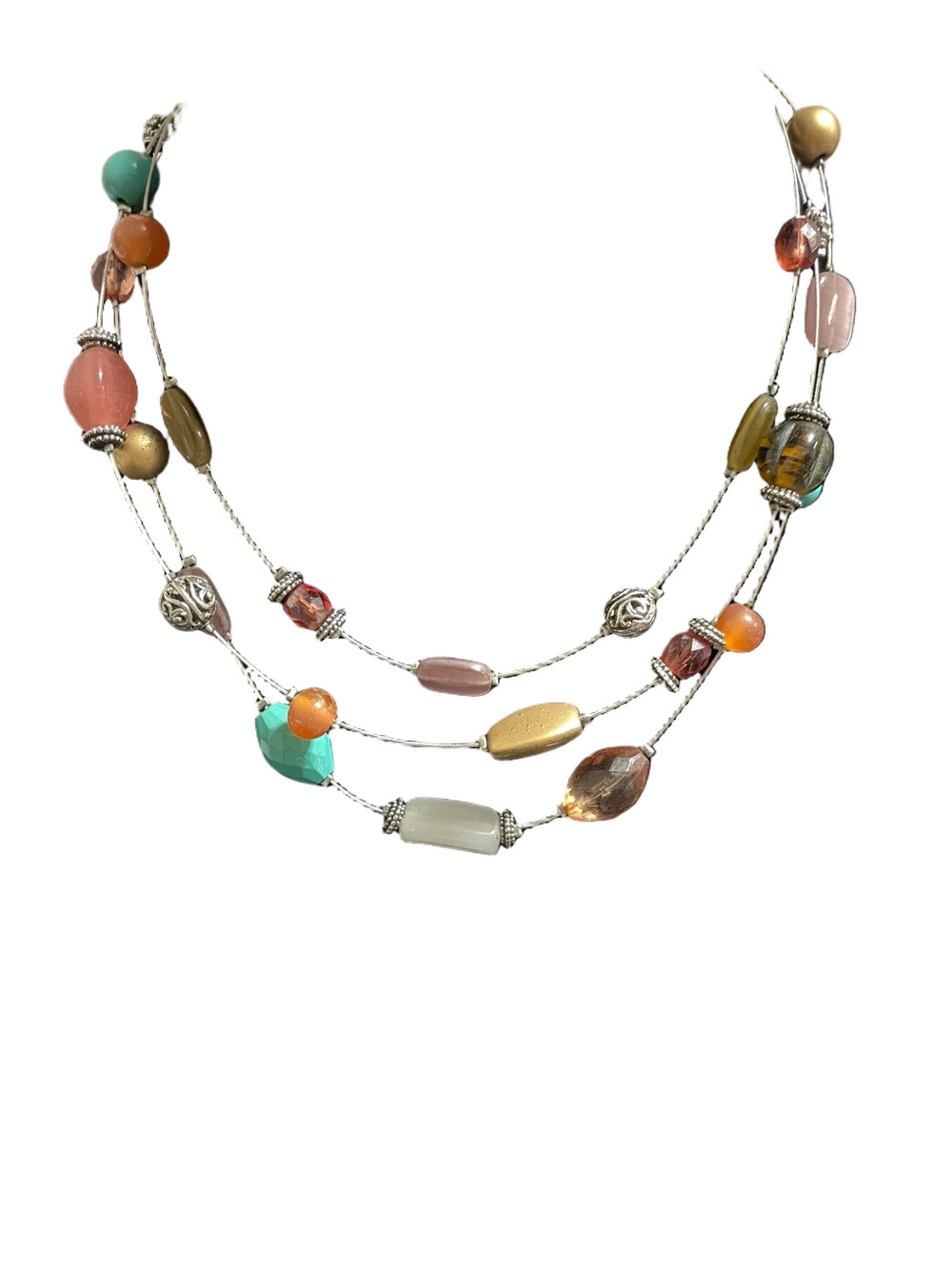 Lia Sophia Multicolour Triple Layer Beaded Necklace